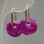 Earrings Raspberry Agate, Diameter 18mm+/-, Length 30mm+