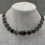 Hematite Heart Choker, diameter 12mm+- with metal inserts 3mm+- and Tolg clasp, length 38cm+- extension chain