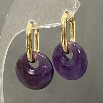 Amethyst Earrings, diameter 15mm+-, length 27mm+