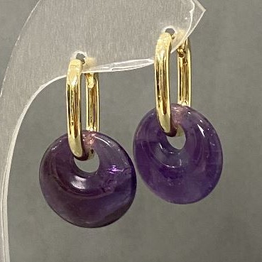 Amethyst Earrings, diameter 15mm+-, length 27mm+
