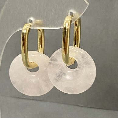 Rose Quartz Earrings, diameter 15mm+-, length 27mm+
