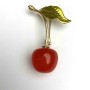 Cherry Brooch, diameter 18mm+-, enamel, gold-tone metal, 48mm+