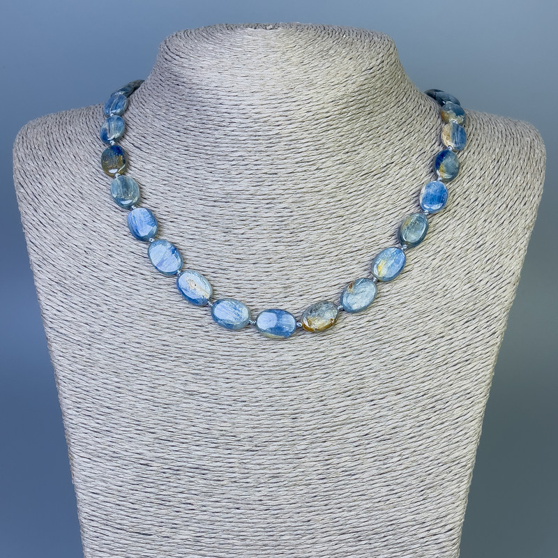 Kyanite Oval Necklace 12x9mm+-, length 45cm+- with clasp