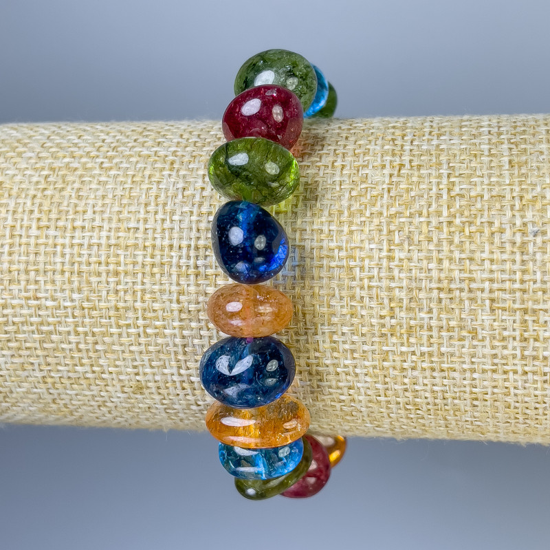 Assorted Tumbled Stone Bracelet, diameter 13x7-10mm+/-, length 18mm+/- stretch