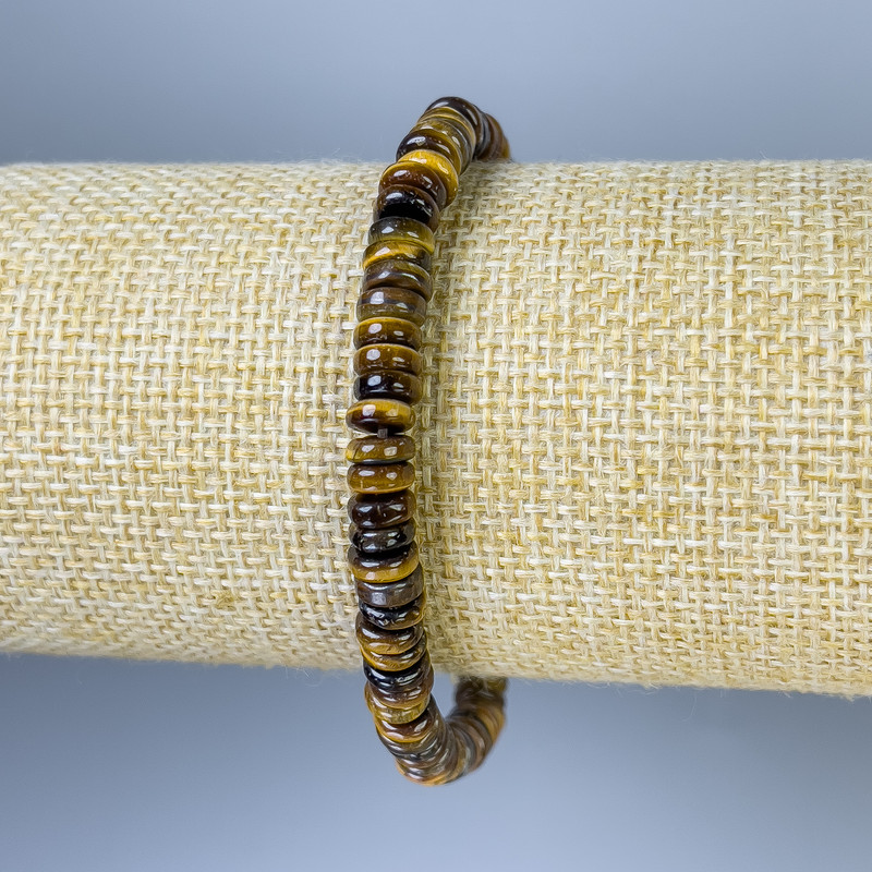 Tiger's Eye Rondelle Bracelet, diameter 6x2mm+-, length 18mm+- stretch