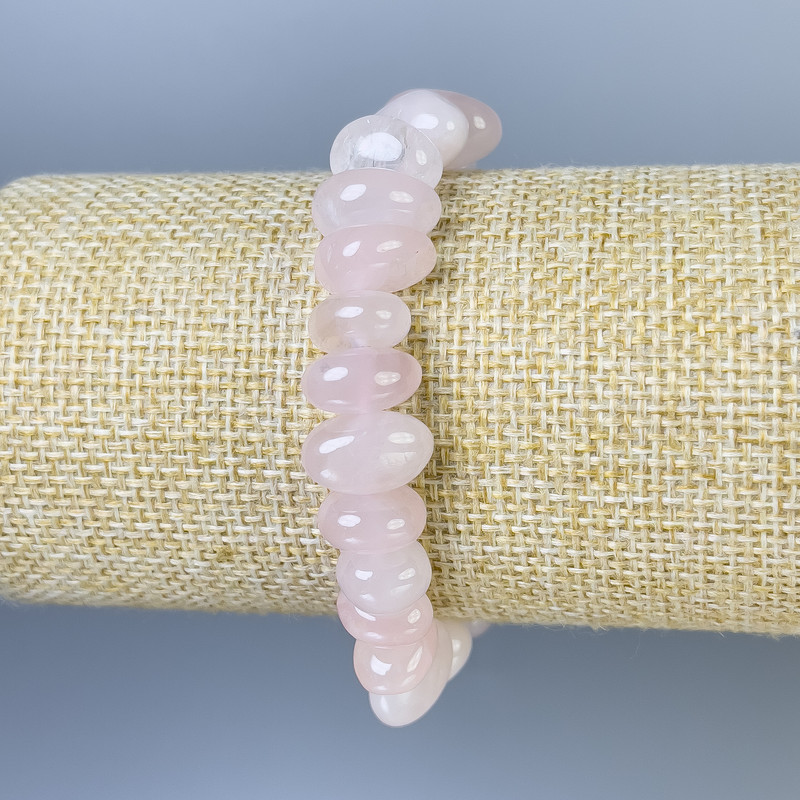 Pink Quartz Tumbled Bracelet, diameter 10-12x8mm+-, length 18cm+- stretch