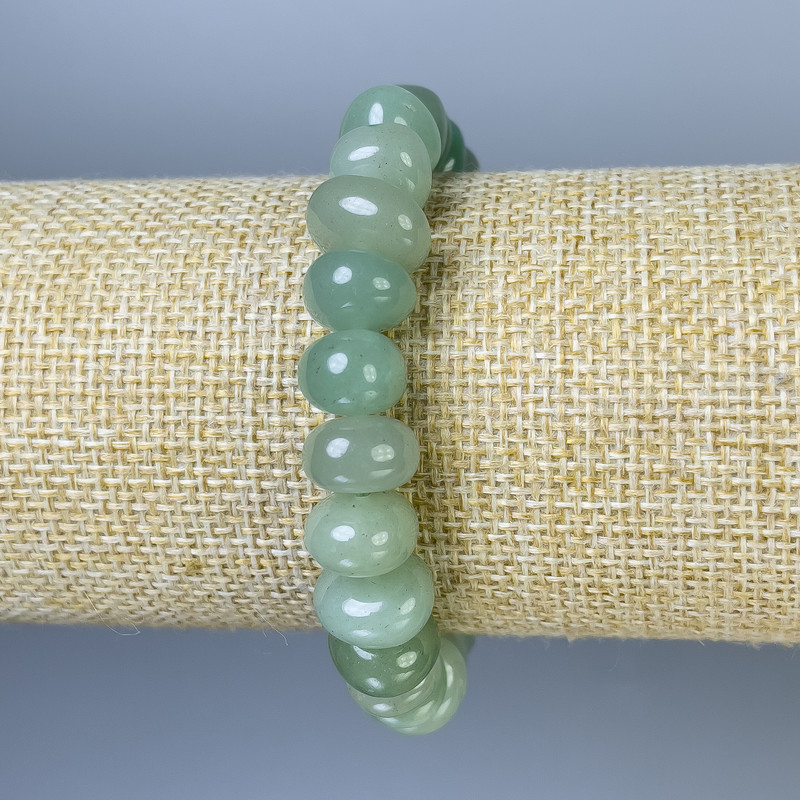 Jade Bracelet, tumbled, diameter 11x8mm+/-, length 18cm+/- stretch