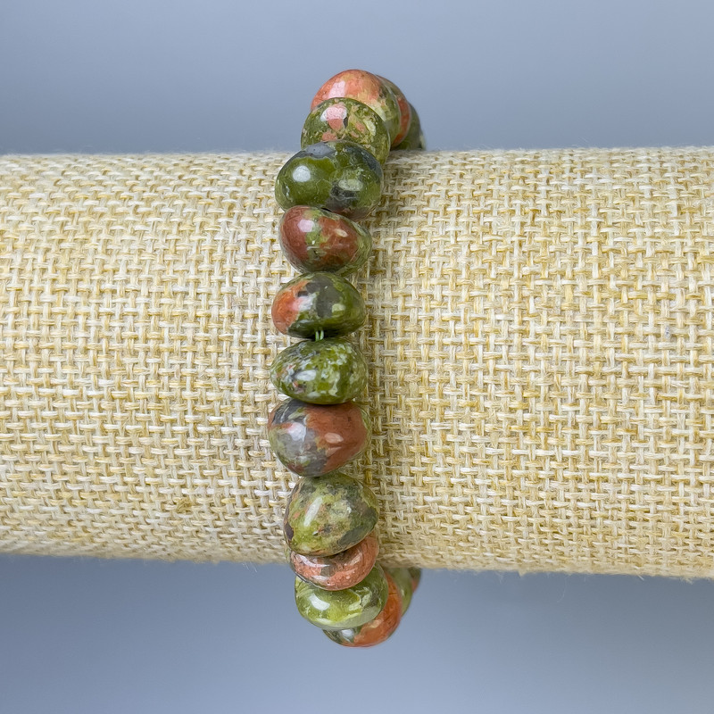 Heliotrope Jasper Tumbled Bead Bracelet, diameter 10x7mm+-, length 18cm+- stretch