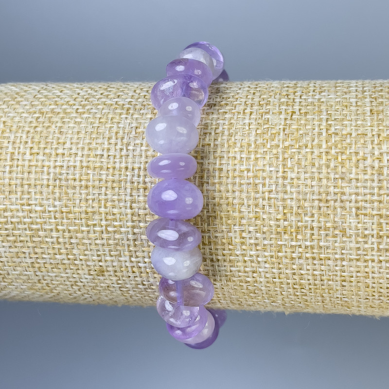 Amethyst Tumbled Bead Bracelet, 9-12x6-8mm+-, length 18cm+- stretch