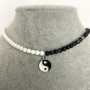 Agate Choker, Diameter 4mm+- with Yin Yang Pendant 12mm+-, Length 35-40cm+