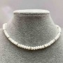 Mother-of-Pearl Choker, Natural Rondelle 5x3mm+- with Metal Inserts and White Rhinestones, Length 35-43cm+