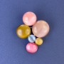 Brooch-Pendant, multicolour Cat's Eye, 43x33mm+/-, gold-tone metal