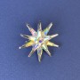 Star Brooch Rainbow Rhinestones Silver-Tone Metal 30mm+