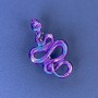 Brooch Pendant Snake, purple-blue colour, silver-tone metal, 37x22mm+