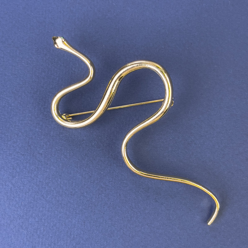 Snake Brooch Gold-Tone Metal 98x50mm+