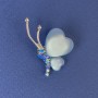 Butterfly Brooch, Diameter 34x21mm+- Blue Cat's Eye Rhinestones Silver-Tone Metal