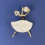 Brooch Pendant Girl, Mother-of-Pearl colour, white rhinestones, gold-tone metal, 47x32mm+- with a pearl