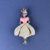 Princess Brooch Pendant Pearlescent Colour Gold-Tone Metal 50x28mm+- Pink Crystal