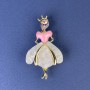 Princess Brooch Pendant Pearlescent Colour Gold-Tone Metal 50x28mm+- Pink Crystal