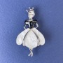 "Princess" Brooch-Pendant, Pearlescent Colour, silver-tone metal, 50x28mm+/-, white crystal
