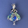 "Princess" Brooch-Pendant, silver-tone metal, 50x28mm+/-, white crystal