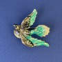 Dove Brooch, diameter 40x45mm+/-, multicoloured enamel, gold-tone metal