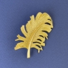 "Feather" Brooch-Pendant, diameter 51x30mm+/-, gold-tone metal