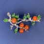 Brooch “Twigs” with Carnelian, silver-tone metal, 48x32mm+