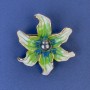 Flower Brooch, diameter 45mm+/-, green enamel and pearl