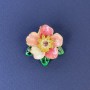 Flower Brooch, diameter 25mm+/-, multicoloured enamel, rhinestones