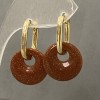 Aventurine Golden Sand Donut Earrings, diameter 18mm+/-, length 30mm+