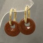 Aventurine Golden Sand Donut Earrings, diameter 18mm+/-, length 30mm+