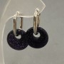 Aventurine Earrings Blue Sand Cairo Night Donut, diameter 18mm+/-, length 30mm+
