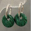 Malachite Donut Earrings, diameter 18mm+-, length 30mm+
