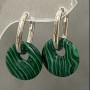 Malachite Donut Earrings, diameter 18mm+-, length 30mm+