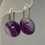 Purple Agate Donut Earrings, diameter 18mm+/-, length 30mm+