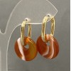 Carnelian Donut Earrings, diameter 18mm+/-, length 31mm+