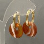 Carnelian Donut Earrings, diameter 18mm+/-, length 31mm+