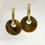 Tiger's Eye Donut Earrings, diameter 18mm+/-, length 30mm+