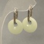 Onyx Donut Earrings, diameter 18mm+-, length 30mm+-, silver-tone metal