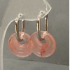 Chalcedony Donut Earrings, diameter 18mm+/-, length 31mm+