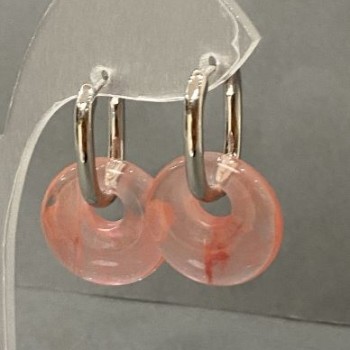 Chalcedony Donut Earrings, diameter 18mm+/-, length 31mm+