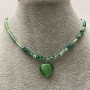 Green Agate Choker, faceted bead diameter 4mm, Spinel 2mm+/-, heart pendant Cat's Eye, length 35-40cm+