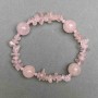 Rose Quartz Bracelet, smooth round beads 12mm+, chips 8x4mm+/- with seed beads, length 18cm+/- stretch