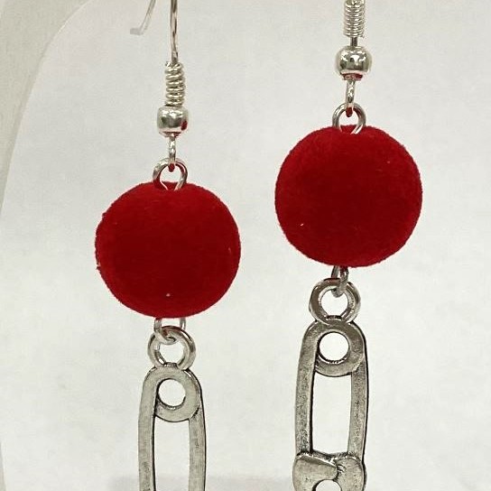  Earrings "Red Rowan", diameter 12 mm± Turmaline (imitation) faceted bead, diameter 8 mm±, length 53 cm±