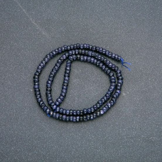 Aventurine Blue Sand Natural Stone Faceted Rondelle Strand, diameter 4x2.5mm, length 39cm+