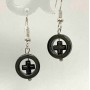 Hematite Earrings "Cross in Circle", Diameter 12mm+-, Length 33mm+