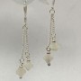 Mother-of-Pearl Clover Earrings, Diameter 6x2mm+- on Chain Silver-Tone Metal, Length 45mm+