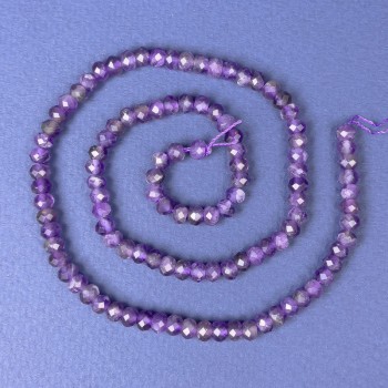 Amethyst Beads (faceted) Rondelle, diameter 5×3 mm ±, length 39 cm ± on thread