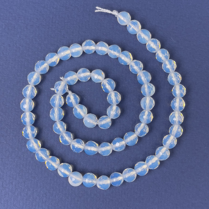 Moonstone Faceted Round Beads, Diameter 6mm+-, Length 36cm+- on Thread